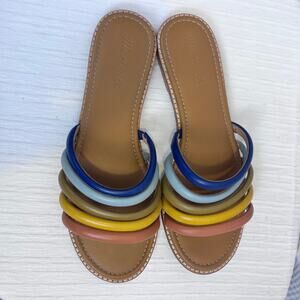 Madewell The Boardwalk Multi Strap Slide Sandal Rainbow Leather  9.5 (528clo)
